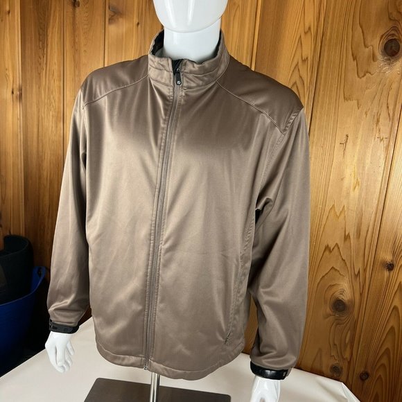 VTG Footjoy FJ Mens Brown Full Zip Track Jacket size Large Adjustable - Picture 3 of 10
